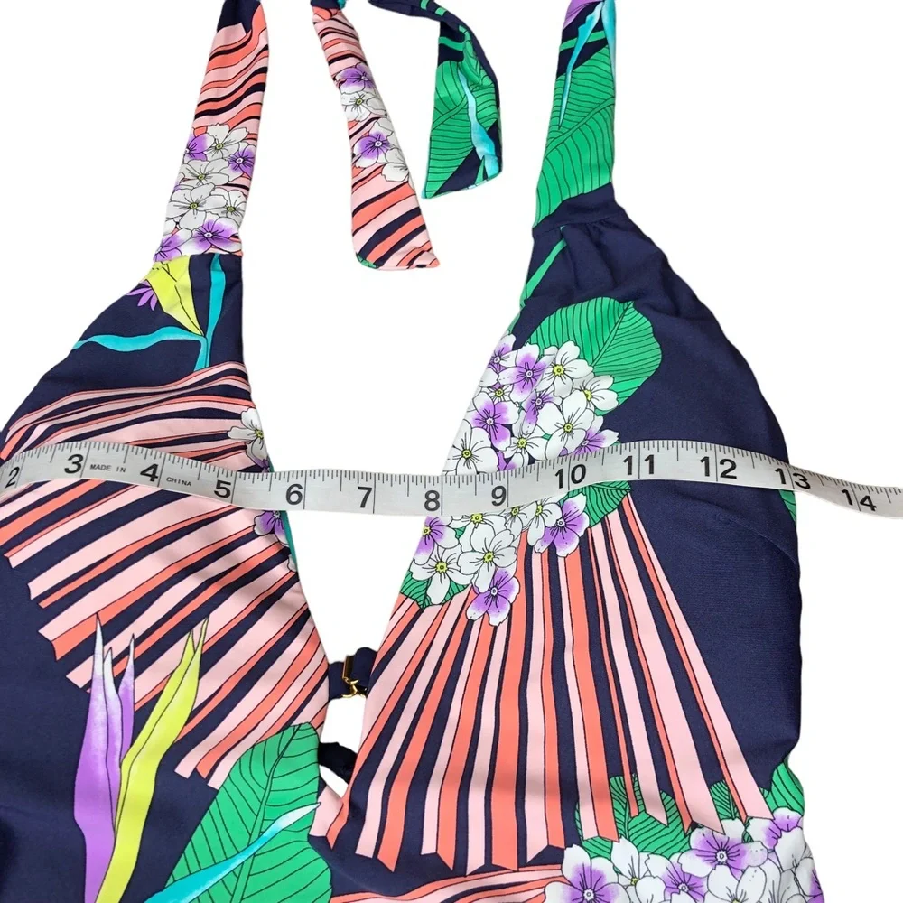 NEW Trina Turk Midnight Paradise V Plunge Swimsuit Sz 10 One Piece Stunning NWOT